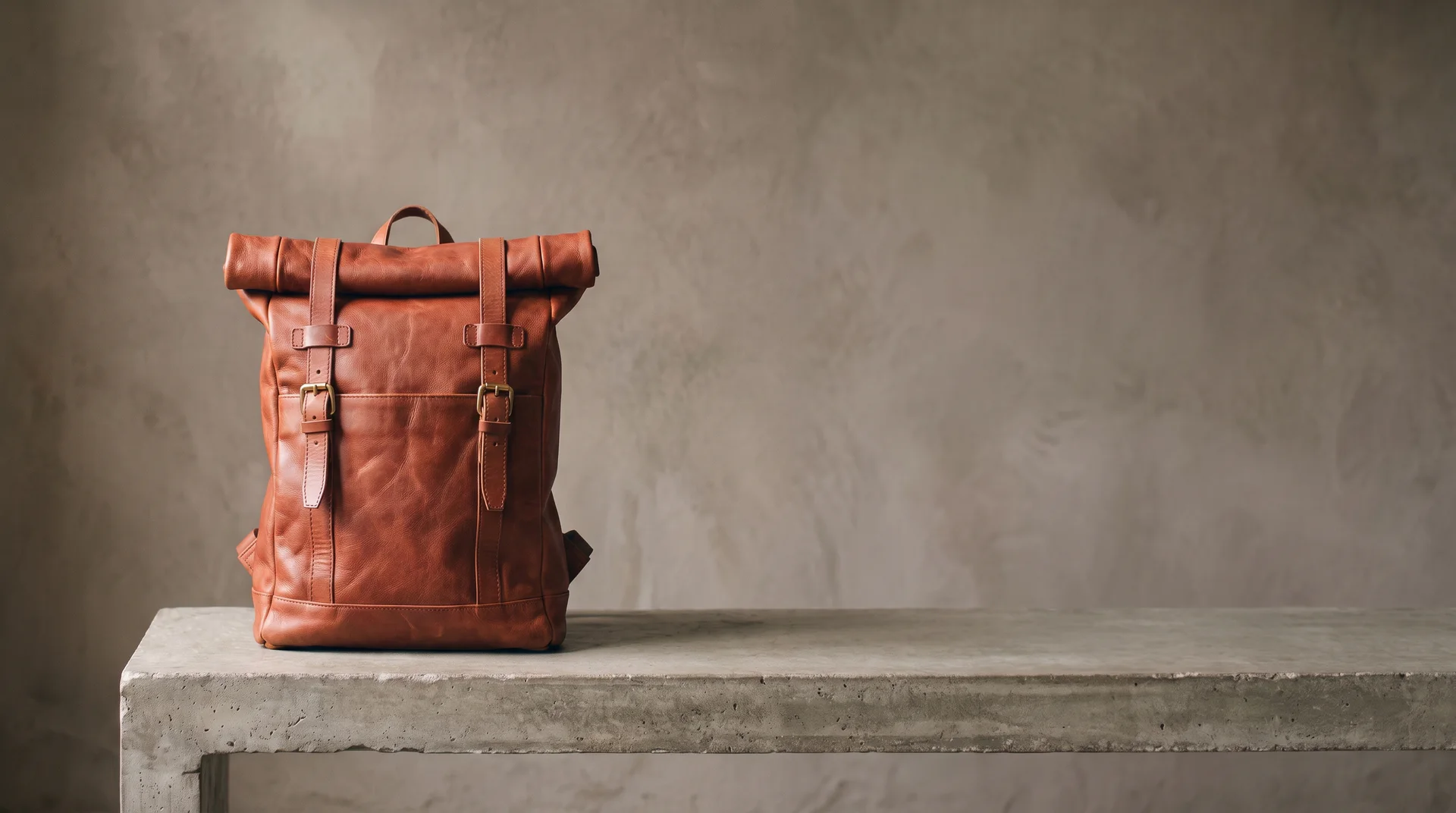 Leather backpack photo expanded with right-side ad space