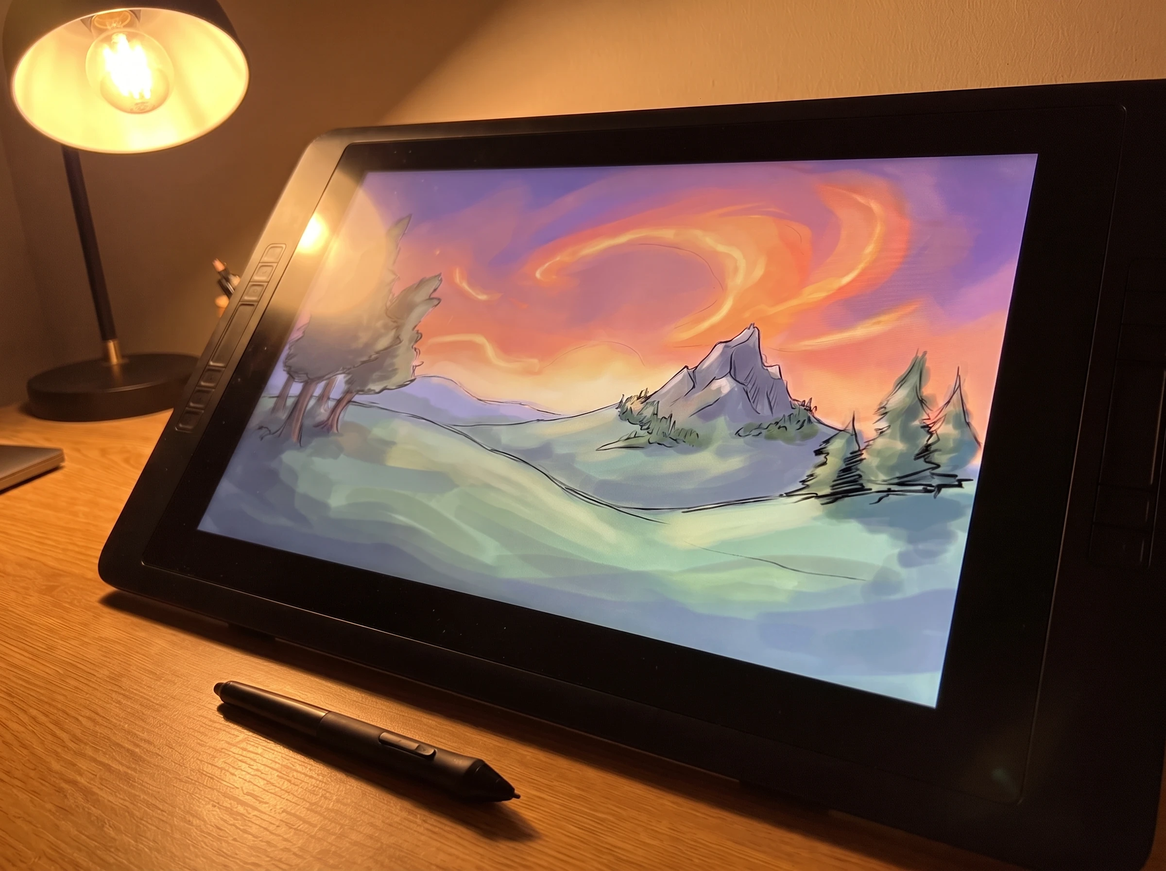 Digital art tablet photo after AI enhancement