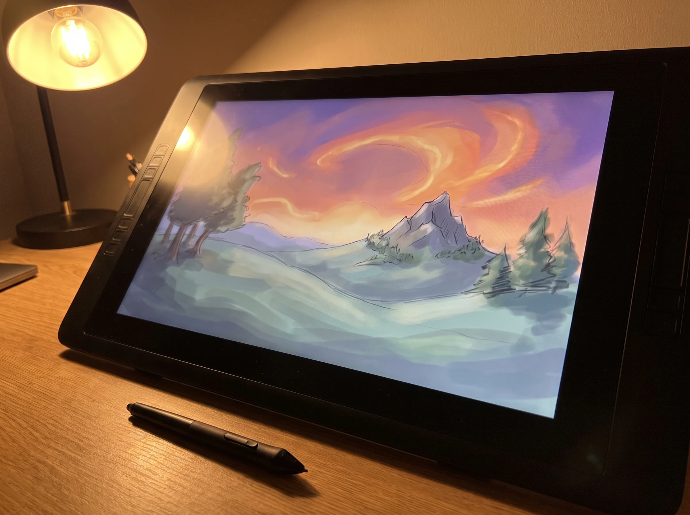 Digital art tablet photo before AI enhancement