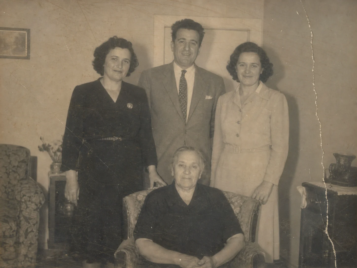 Old family portrait before AI photo restoration