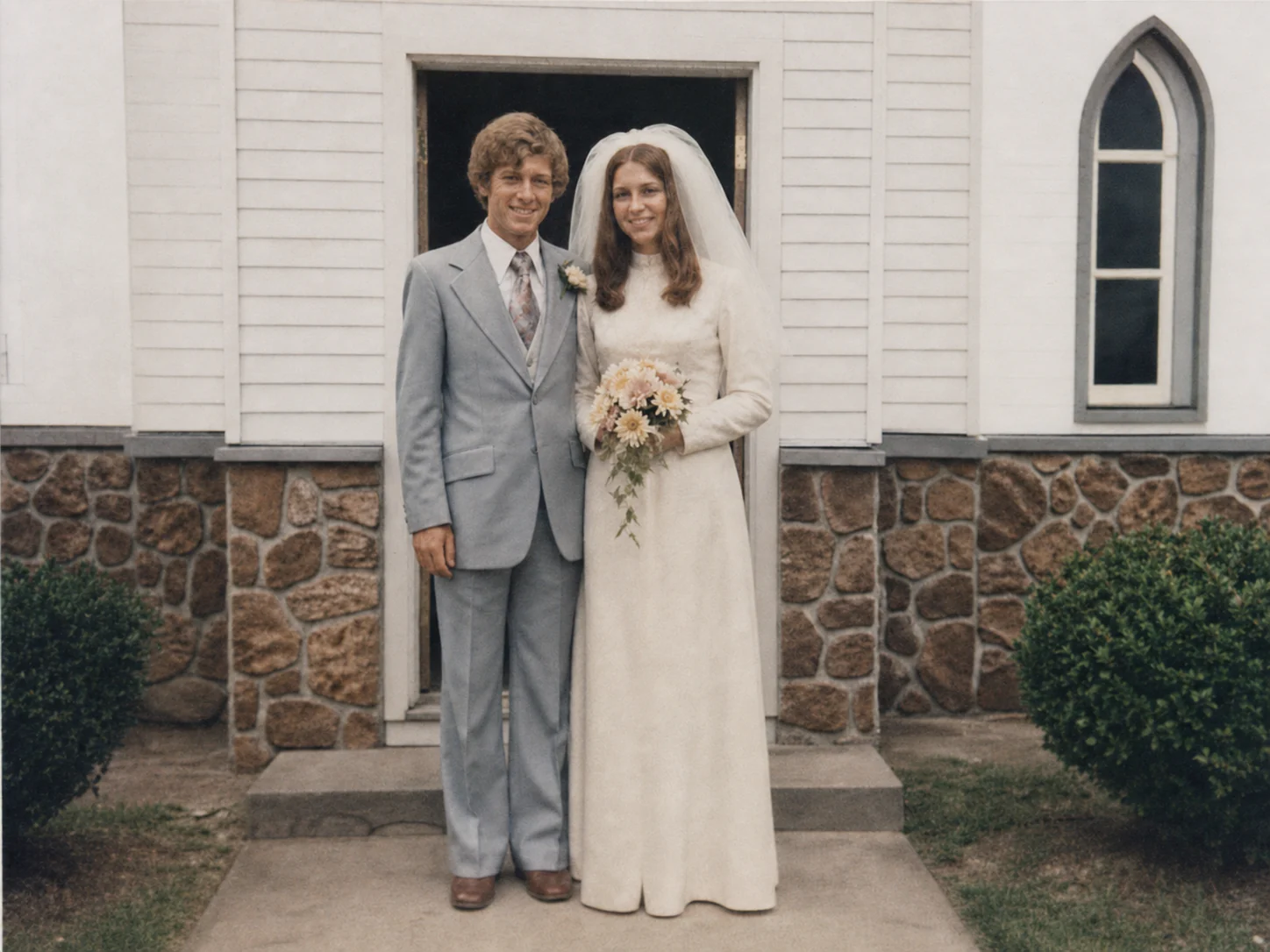 Faded wedding photo after AI restoration