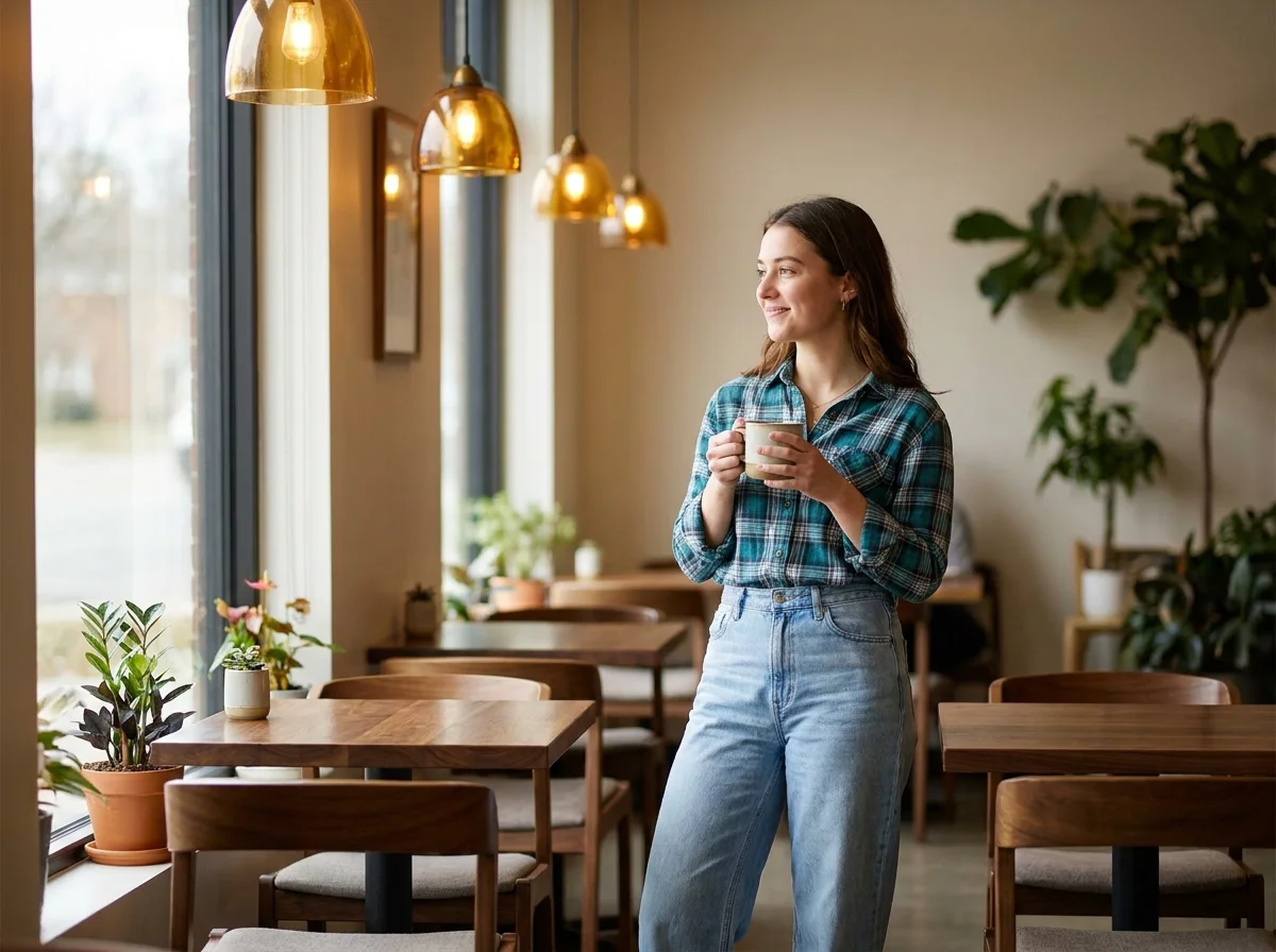 Lifestyle image analyzed for subject lighting and environment